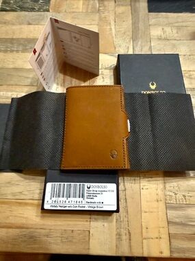 DONBOLSO Wallety NextGen Slim Trifold Wallet Vintage Brown Leather RFID NEW